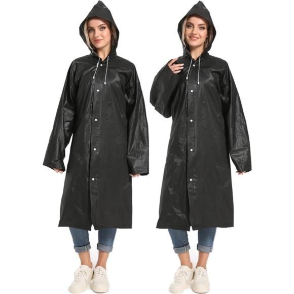 Borogo 2PCS Rain Ponchos for Adults Reusable Raincoats Emergency Survival With H - Picture 7 of 8